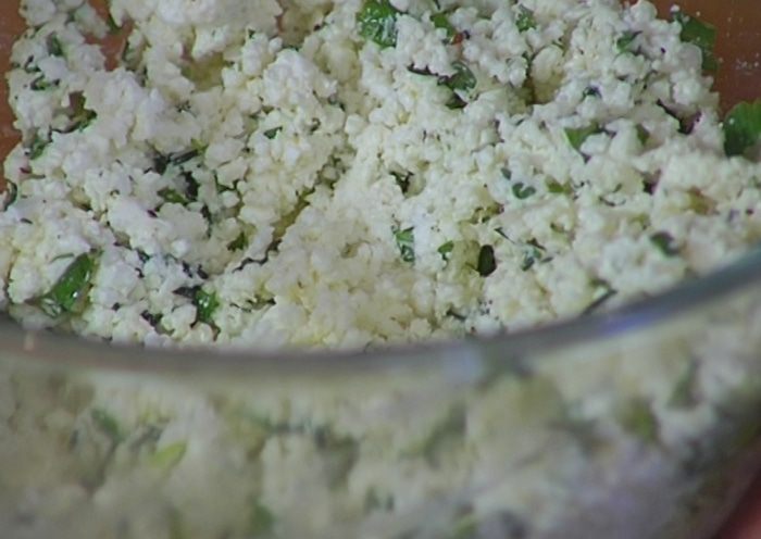 Паста с тыквой, руколой и творожным соусом 