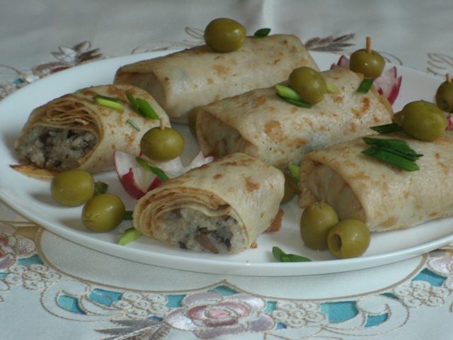 Блинчики с грибной начинкой