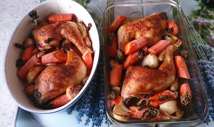 Запеченная курочка с морковью