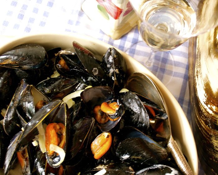 Мидии по-адмиральски (Moules au roquefort)