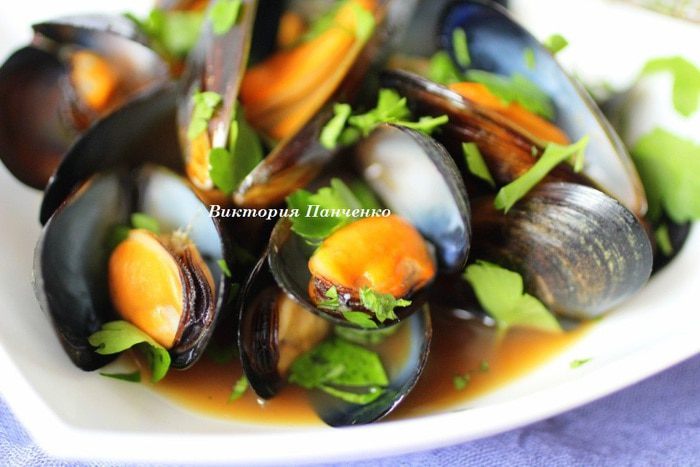 Мидии в пивном соусе