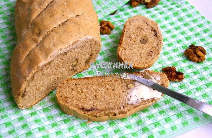 Ароматный хлебец на кефире с грецкими орехами