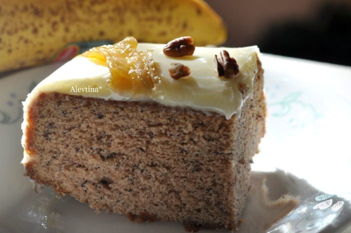 Банановый кекс с глазурью