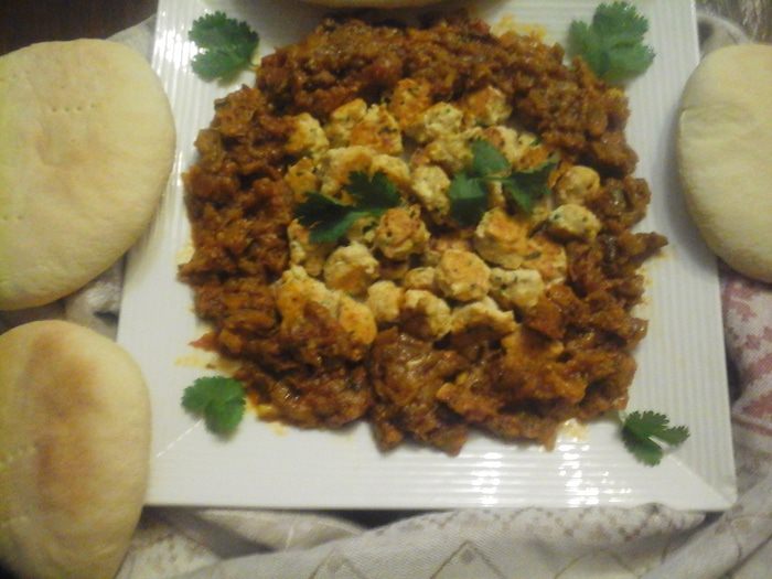 Маленькие котлеты из индейки с баклажаном (Zaalouk avec kefta)