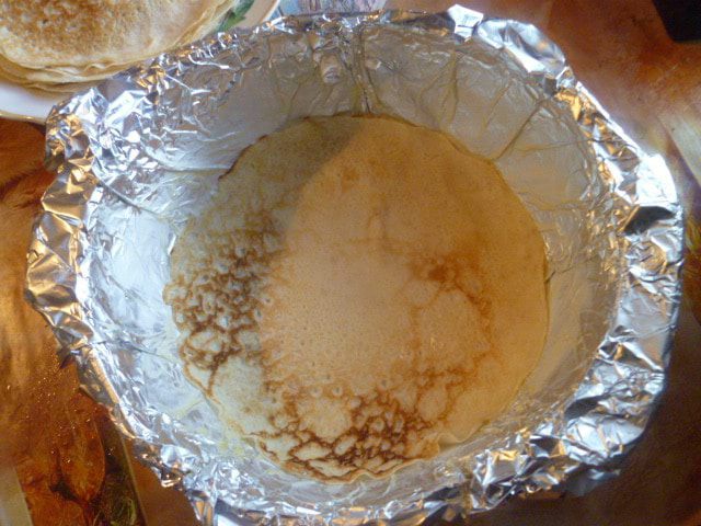 Блинный пирог с мясом 