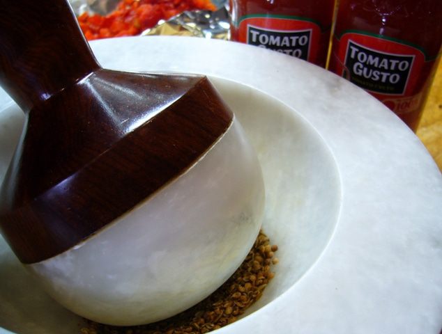 Фасоль с печеным перцем