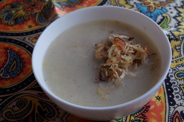 Суп рисовый с яйцом пашот