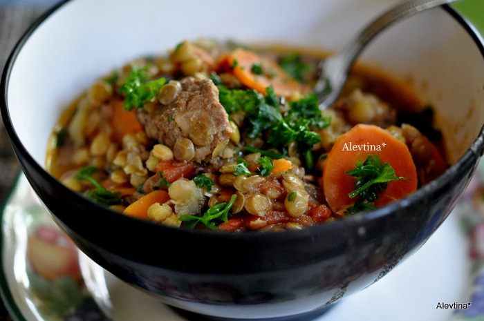 Суп с говядиной и чечевицей
