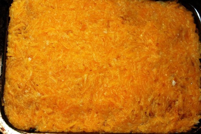 Запеканка с фаршем под тыквенной шубкой