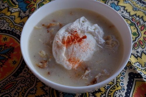 Суп рисовый с яйцом пашот