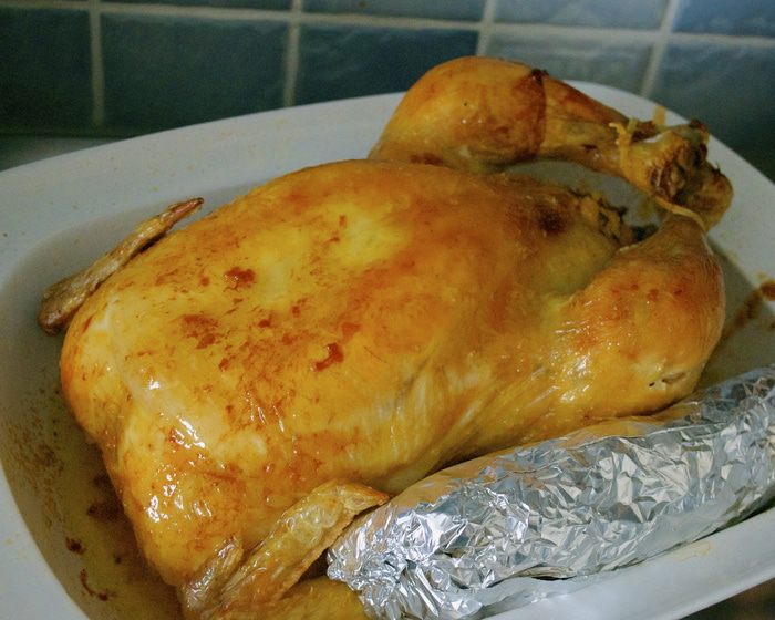 Жаркое из фаршированной курицы