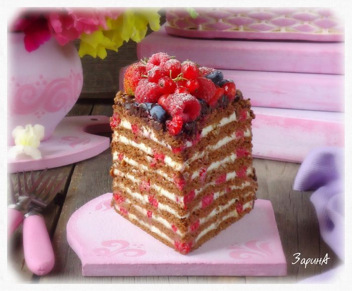 Торт медовый &amp;quot;Спартак&amp;quot; с малиной