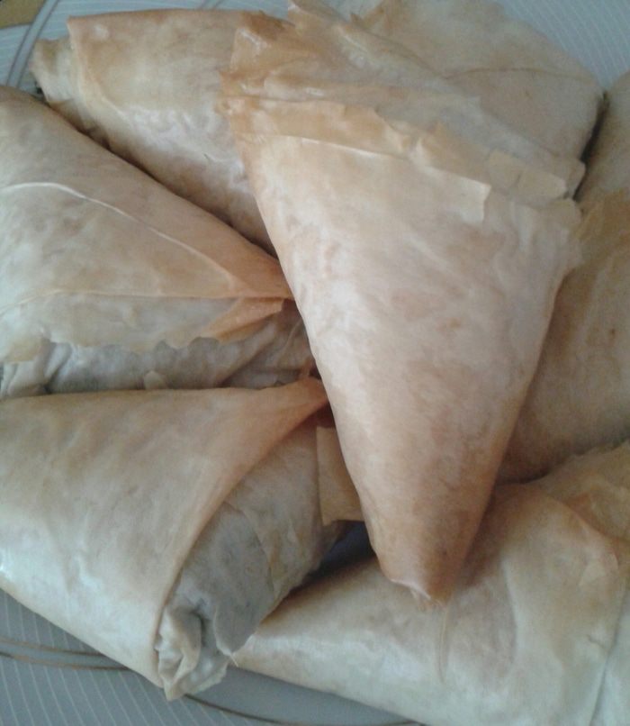 Конвертики из теста фило со шпинатом и картофелем