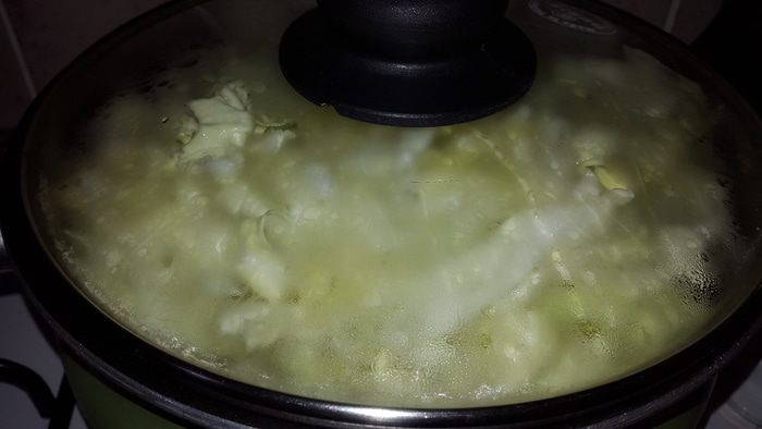 Капуста тушеная с курицей и грибами