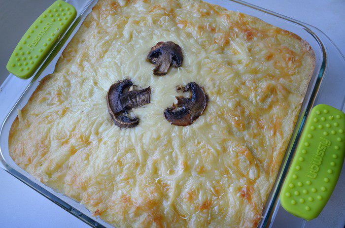 Запеканка с кабачками и куриными сердечками