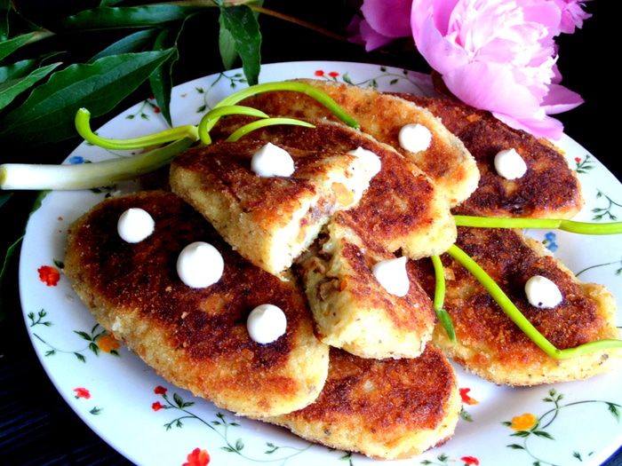 Картофельные зразы с печенью