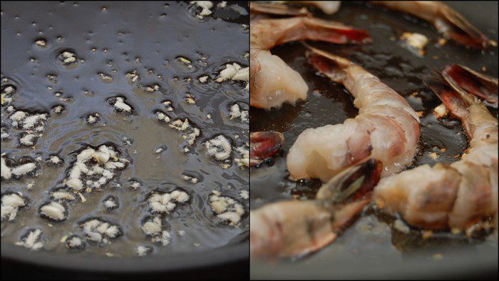 Фрегула с соусом из креветок и томатов черри 