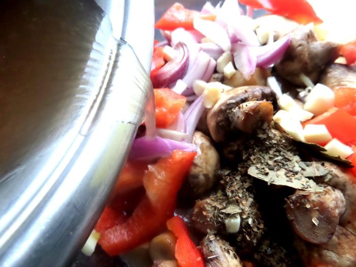 Шампиньоны со сладким перцем быстрого маринования