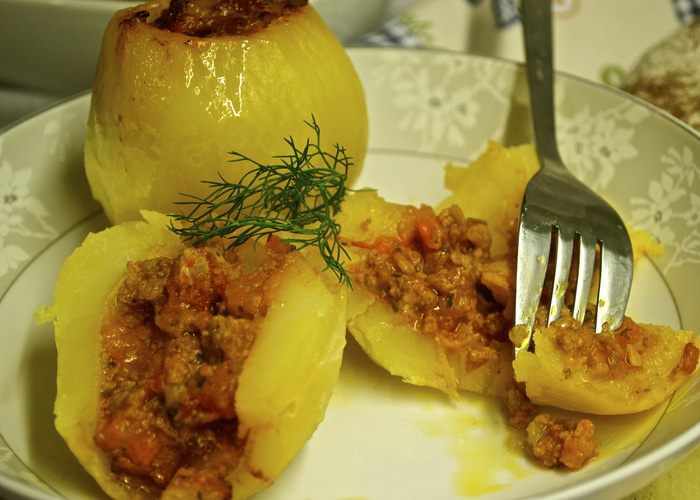 Запеченный фаршированный картофель от бабушки Франки 