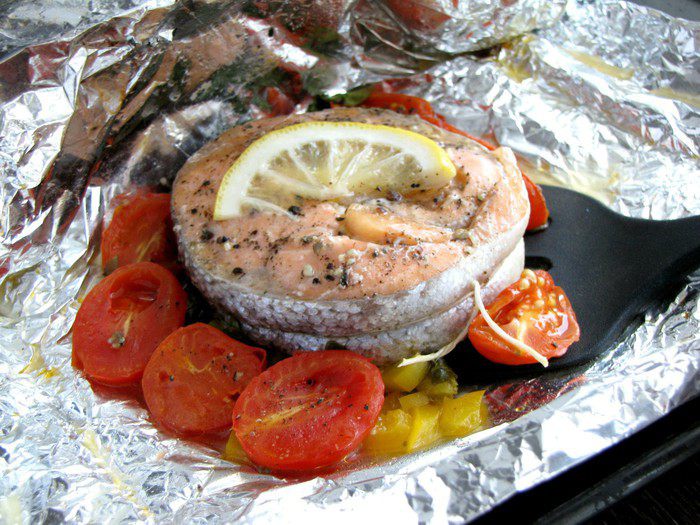 Форель с шампанским в конверте