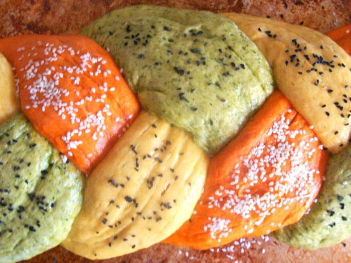 Цветной хлеб без дрожжей &amp;quot;Коса-краса&amp;quot; с натуральными добавками 