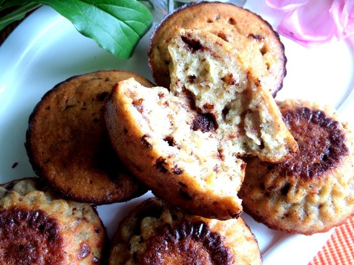 Кексы-маннички с творогом и бананом