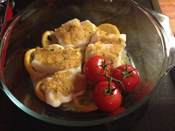 Филе трески на лимонах