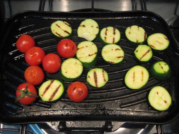 Стейк ферентино с овощами на гриле