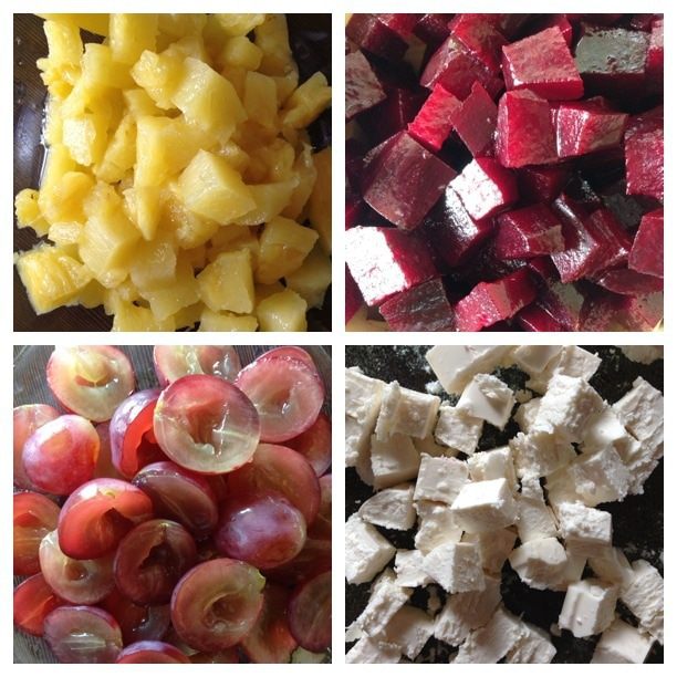 Салат со свеклой, фруктами и фетой