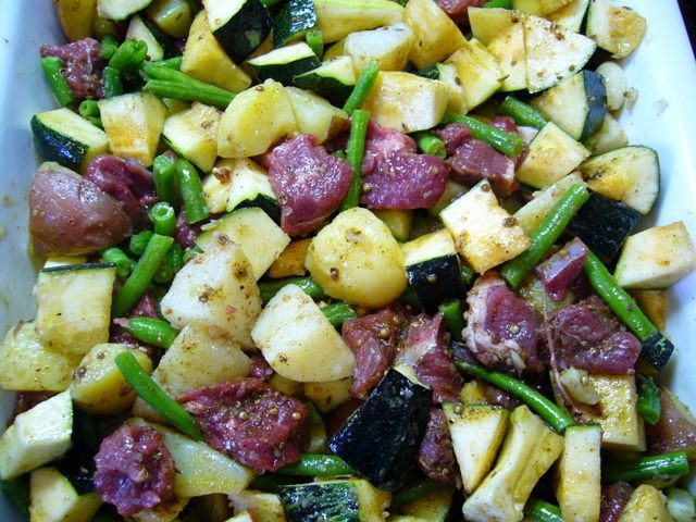 Соте из кабачков с молодой бараниной