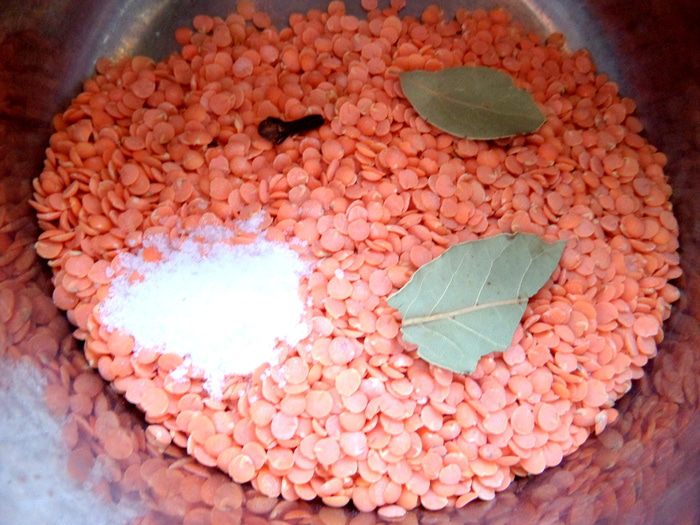 Постный салат из чечевицы