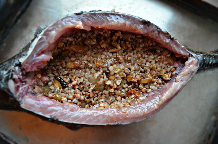 Карп, фаршированный &amp;quot;по-царски&amp;quot; с гарниром из тыквы