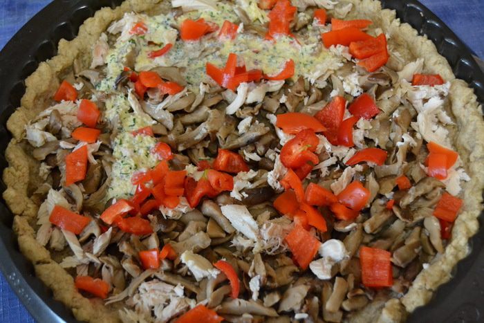 Тарт с курицей, грибами и сладким перцем