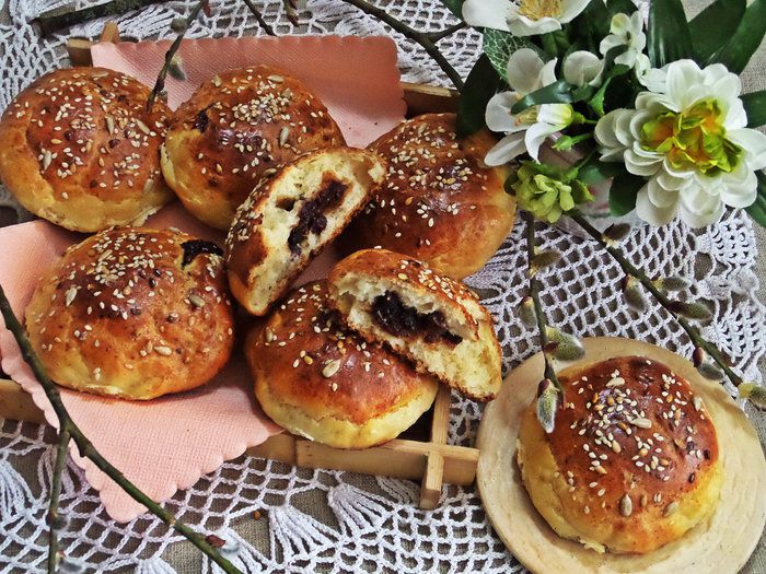 Булочки с начинкой на творожном тесте