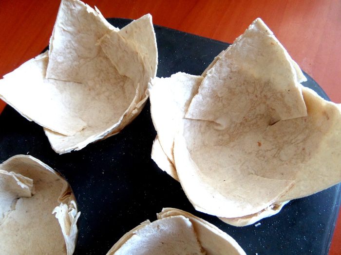 Грибы с картошкой в корзиночках из лаваша (постные)