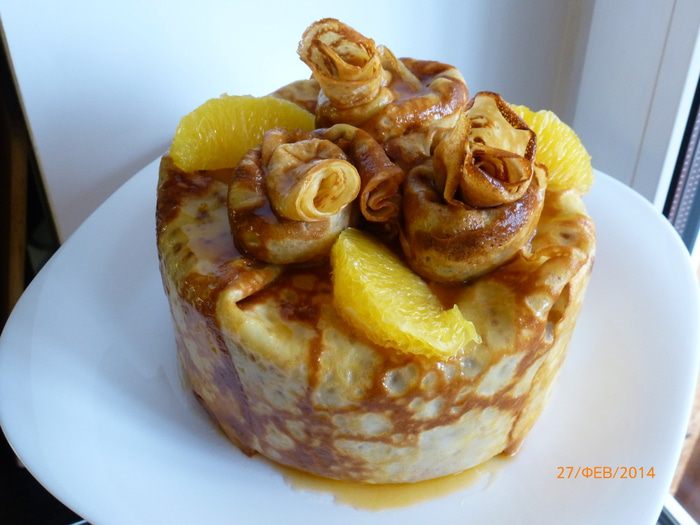 Блинчатый пирог с апельсинами