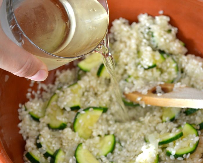 Ризотто с цукини и слабосоленым лососем