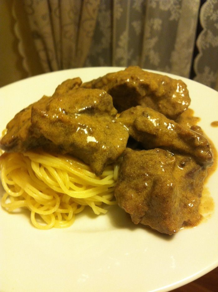 Печень ягненка в сметане